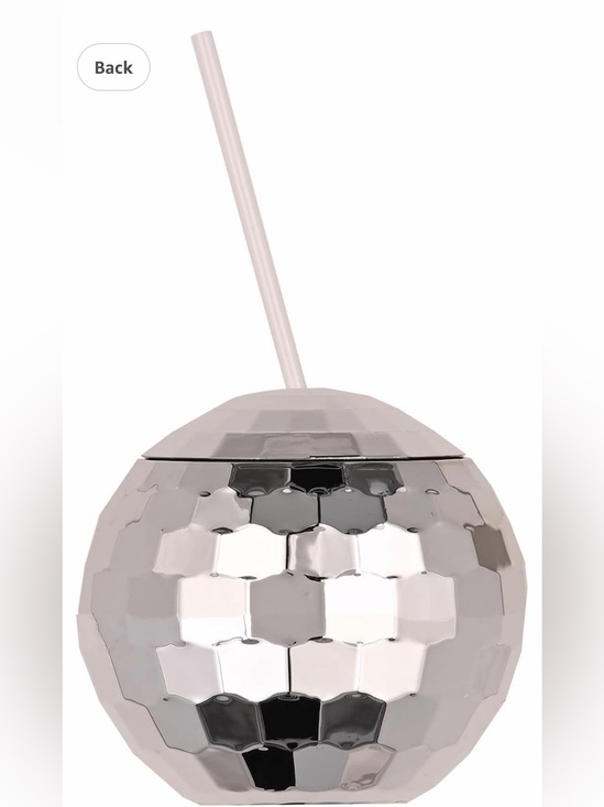 None Other - Silver Novelty Disco Ball 16oz Drink Tumbler Cup